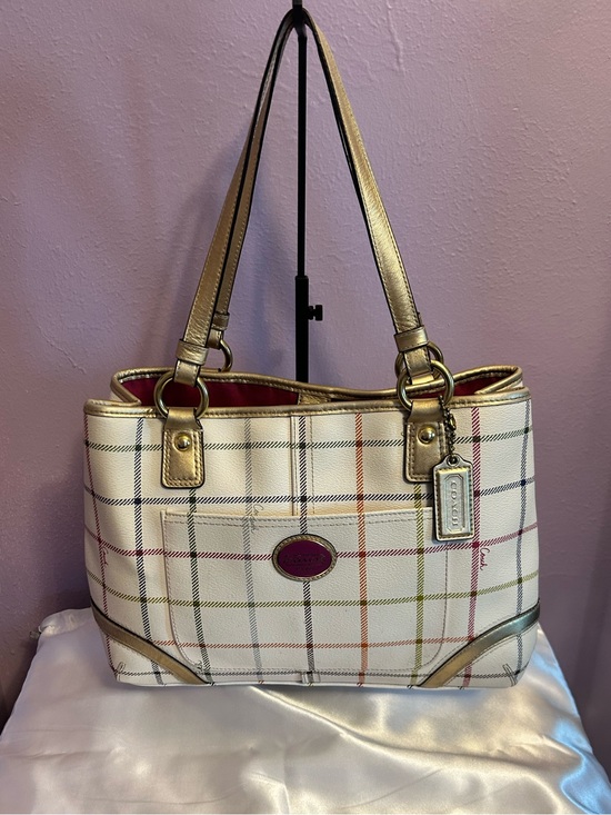 Coach Handbags - Coach Heritage Tattersall Signature Plaid Bag w/Gold Trim & Accents w/hang tag